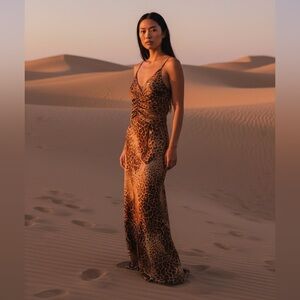 Dusk Collection Vintage Sheila Yen Leopard Print Silk Maxi Dress Woman’s small